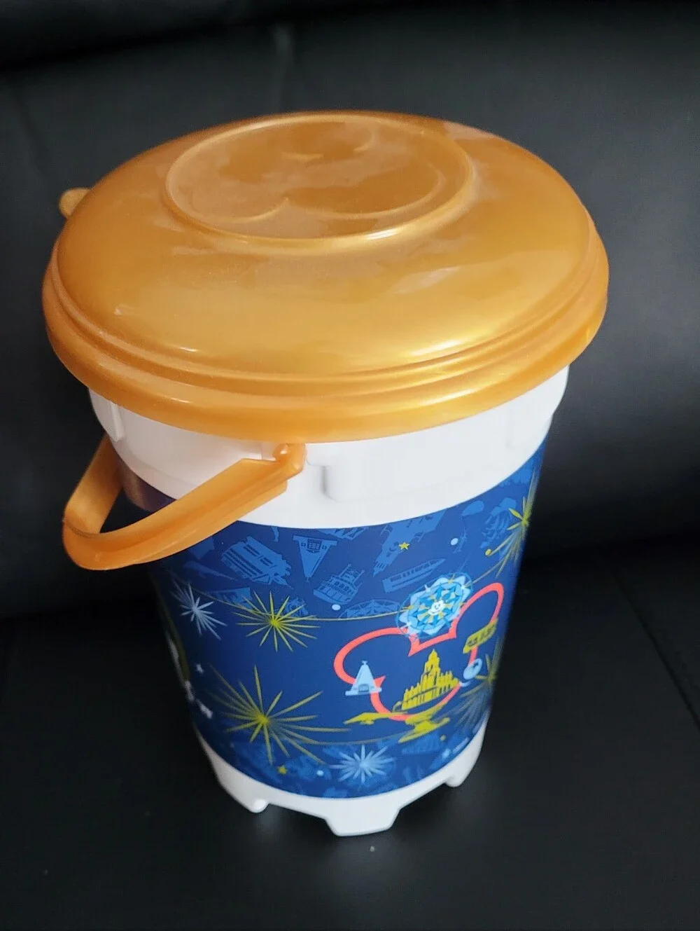 Disney Parks Magic Key Party Popcorn Bucket Collectible, Blue, Gold & White